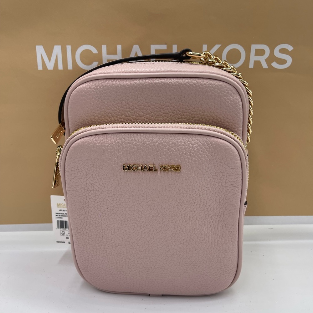 MICHAEL KORS JST Md Pebbled Leather NS Flight Chain Crossbody XBODY 
Powder
NWT - Picture 6 of 16